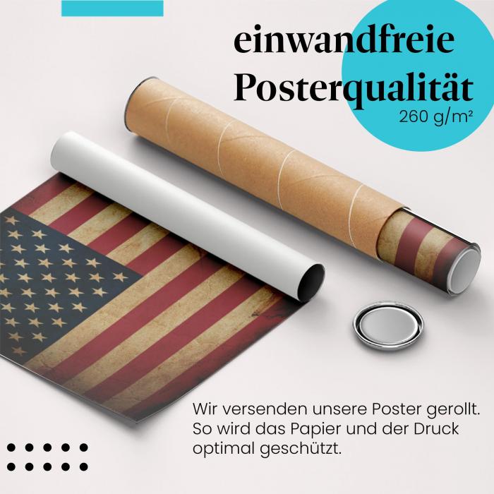 Preview:  USA: Vintage Flagge "Stars and Stripes" | Postereck 0300