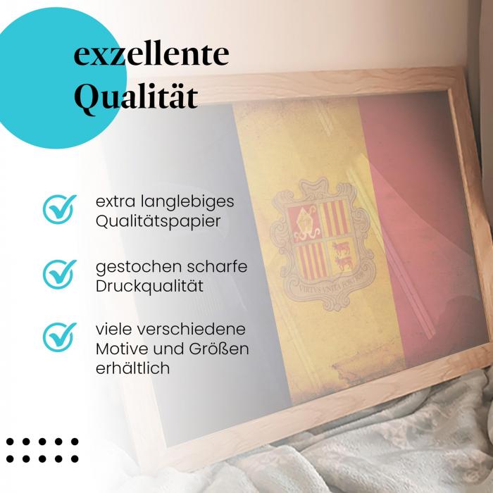 Preview:  Andorra: Vintage Flagge im Vintage-Design | Postereck 0322