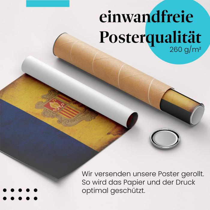 Preview:  Andorra: Vintage Flagge im Vintage-Design | Postereck 0322