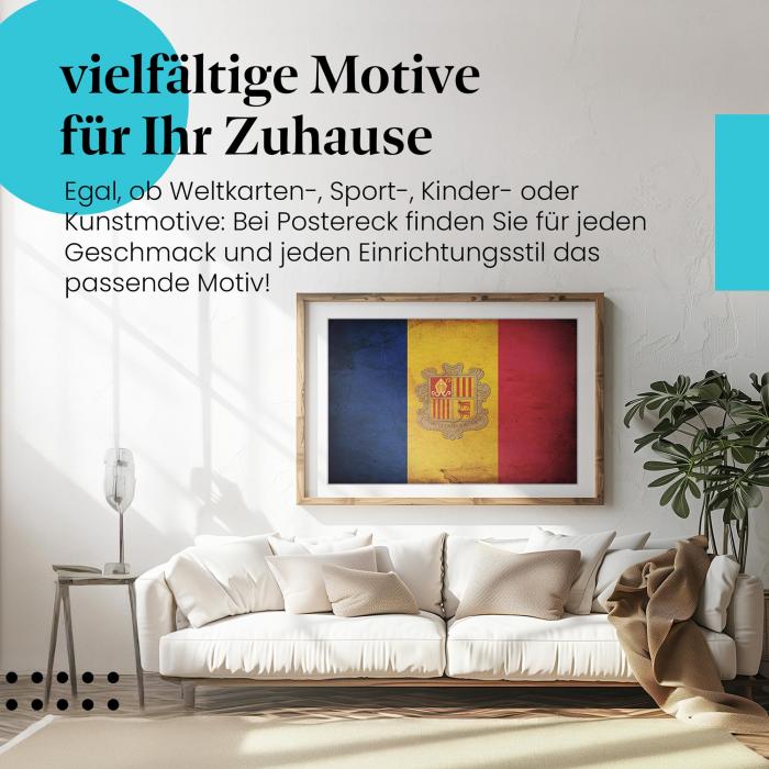 Preview:  Andorra: Vintage Flagge im Vintage-Design | Postereck 0322