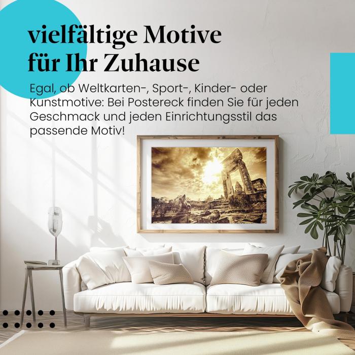 Preview: Angkor Wat: Tempelruine in Sepia | Postereck 0165