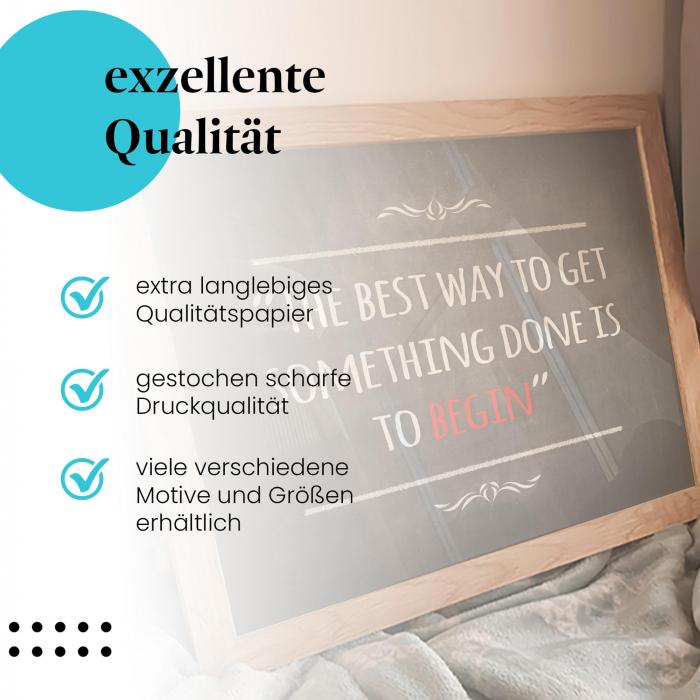"The best way to get..." - Motivierender Spruch auf Kreidetafel.
