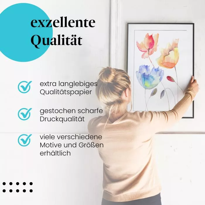 Farbenfrohe Aquarellblumen | Postereck 1261