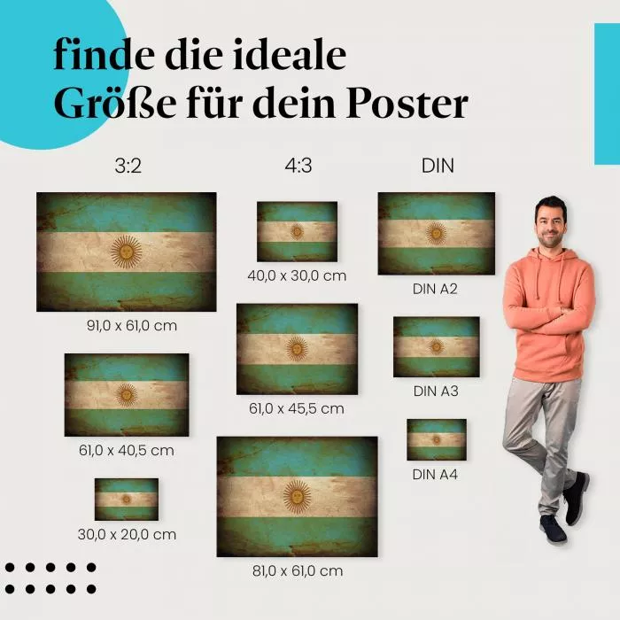 Argentinien: Vintage Flagge & Sonne von Mai | Postereck 0299