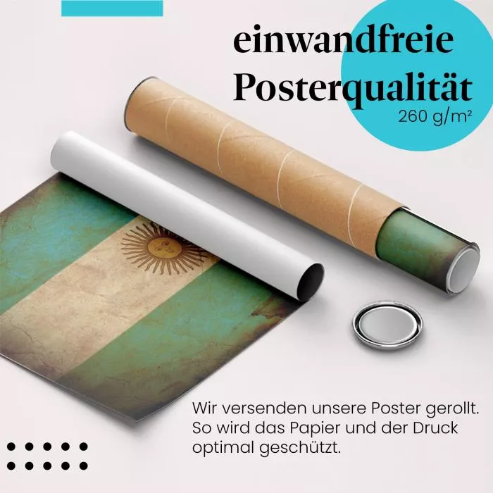  Argentinien: Vintage Flagge & Sonne von Mai | Postereck 0299