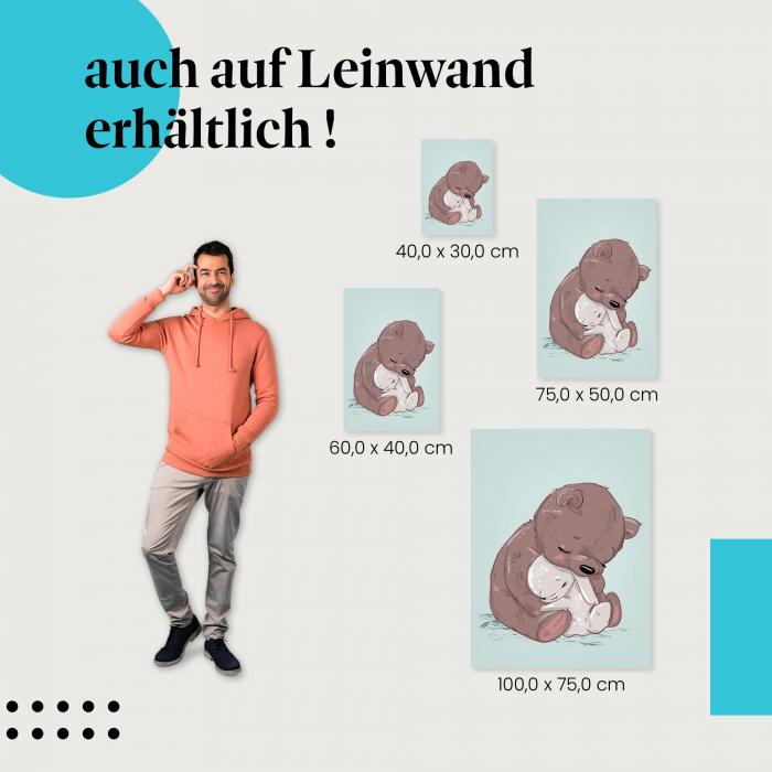 Bär & Hase: Leinwandbild: Umarmung, Freundschaft.