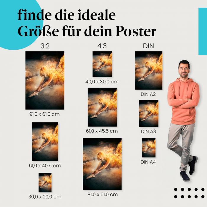 Ballerina, Poster: Flammen, mystische Flügel, Tanz.