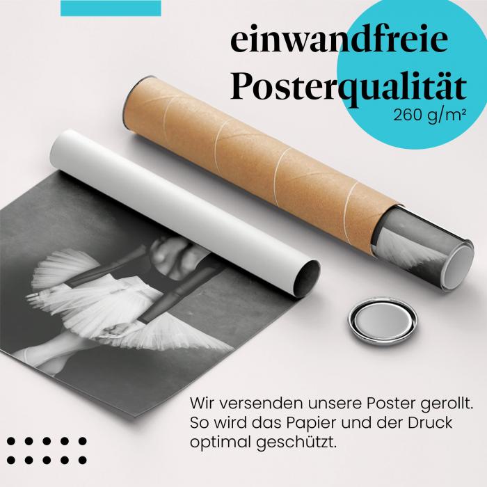 Gerolltes Poster "Ballerina". Eleganz & Tanz, sicher verpackt.
