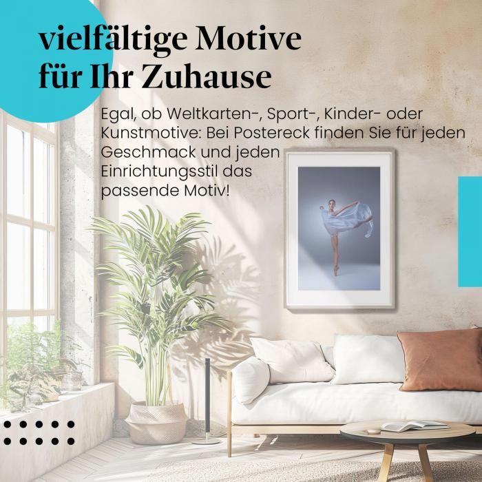 Leinwandbild Ballerina in Blau: Anmut & Dynamik - ein echter Blickfang!