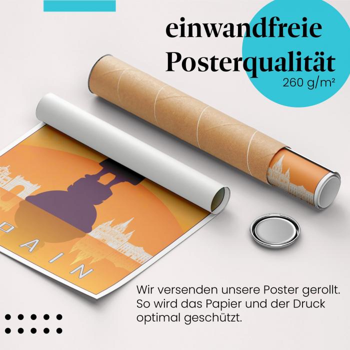 Gerolltes Poster "Barcelona", Reiseposter, Kolumbus.