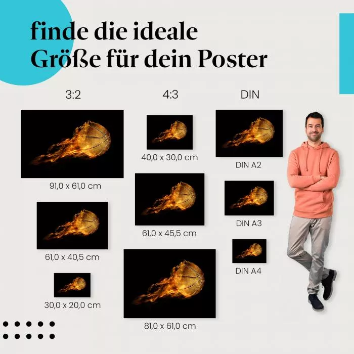 Flammende Basketball | Postereck 1204
