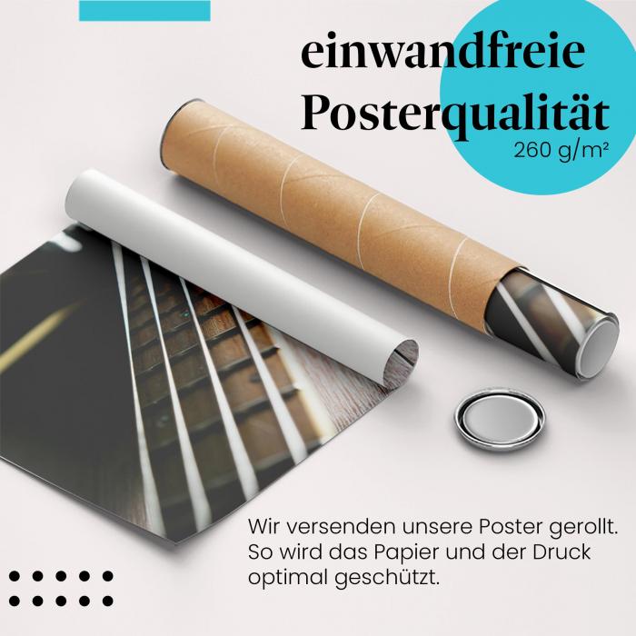 Gerolltes Poster "E-Bass" - Musikinstrument, sicher verpackt.
