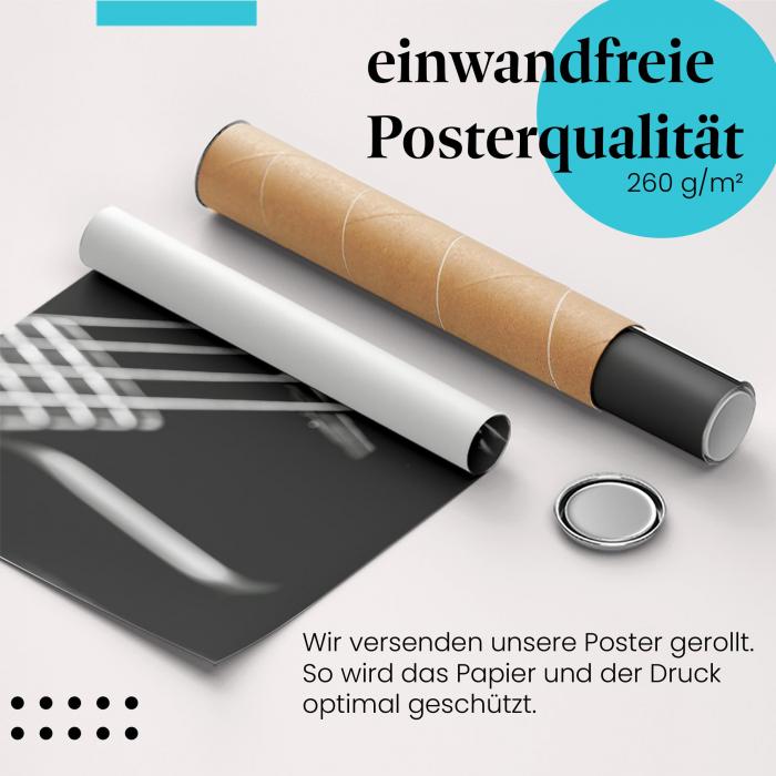 Gerolltes Poster "E-Bass Abstrakt". Musik & Design, sicher verpackt.