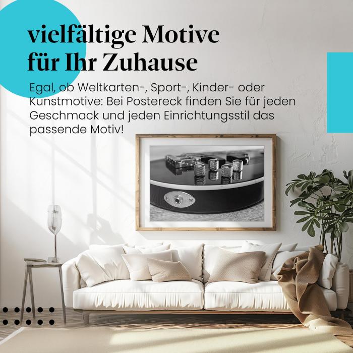 Leinwandbild "E-Bass": Schwarz-Weiß, Details - perfekt für Musiker!