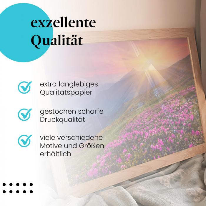Preview: Sonnenuntergang: Bergwiese & Alpenrosen | Postereck 1440