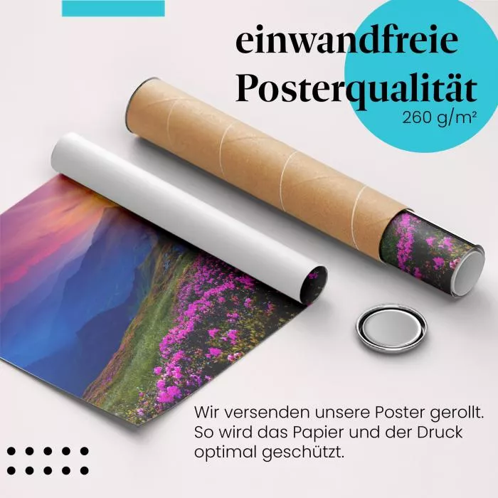 Sonnenuntergang: Bergwiese & Alpenrosen | Postereck 1440