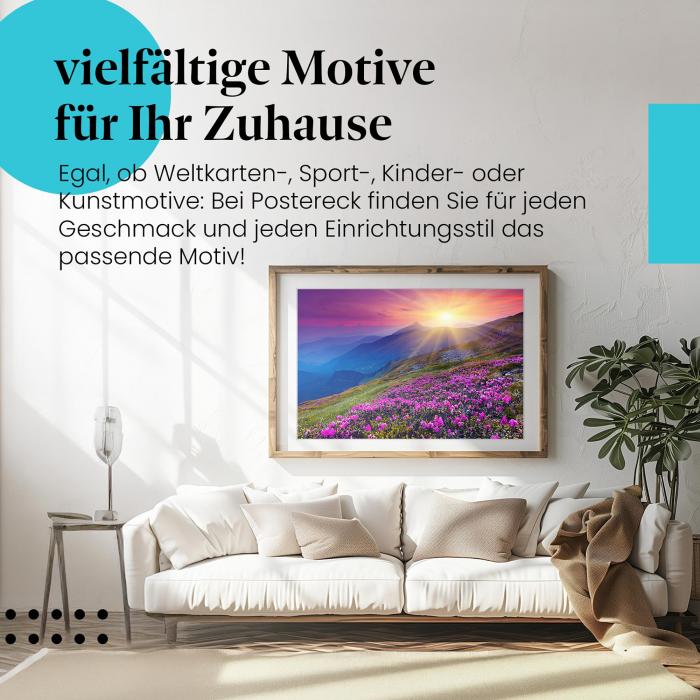 Preview: Sonnenuntergang: Bergwiese & Alpenrosen | Postereck 1440