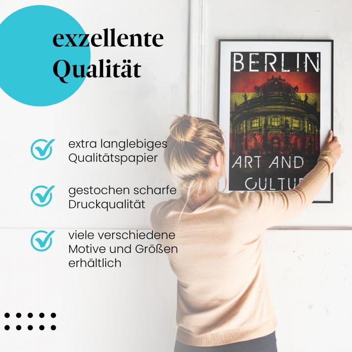 Gerahmtes Wandbild "Berlin Art and Culture" mit Bode-Museum. Für Kulturinteressierte und Berlin-Fans.