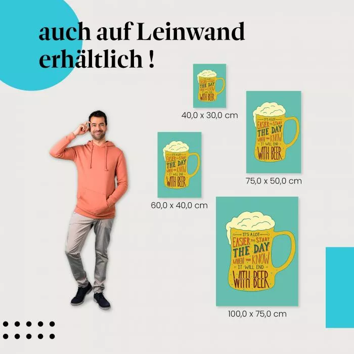 Bier Spruch: "Mit Bier startet der Tag leichter..." | Postereck 0761