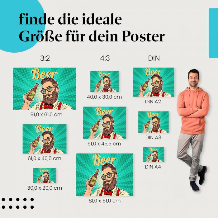 Genuss pur: Bier-Poster "Bierliebhaber" - Pop-Art Stil für deine Bar oder Küche