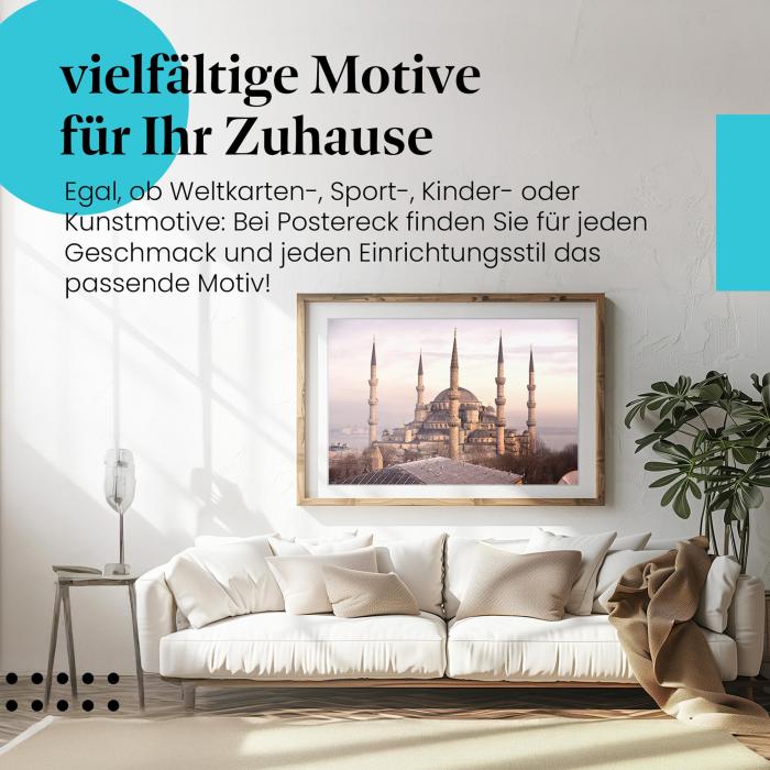 Stylisches Leinwandbild: Prachtvolle Blaue Moschee in Istanbul. Wanddeko für alle, die die Türkei lieben.