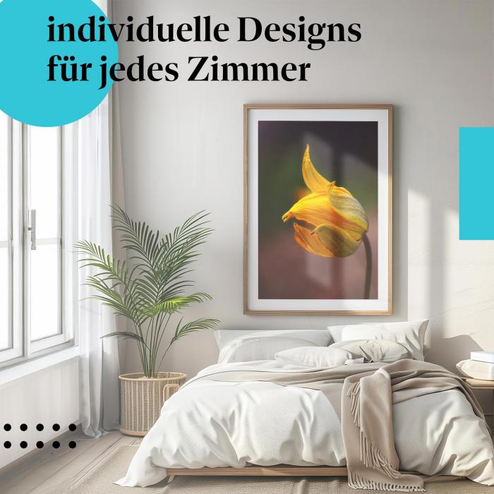Blumenposter: "Goldgelbe Blüte" - Abstrakte Makroaufnahme einer gelben Blüte