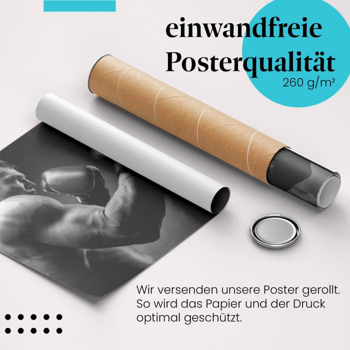 Gerolltes Poster "Boxer". Kampfsport, sicher verpackt.