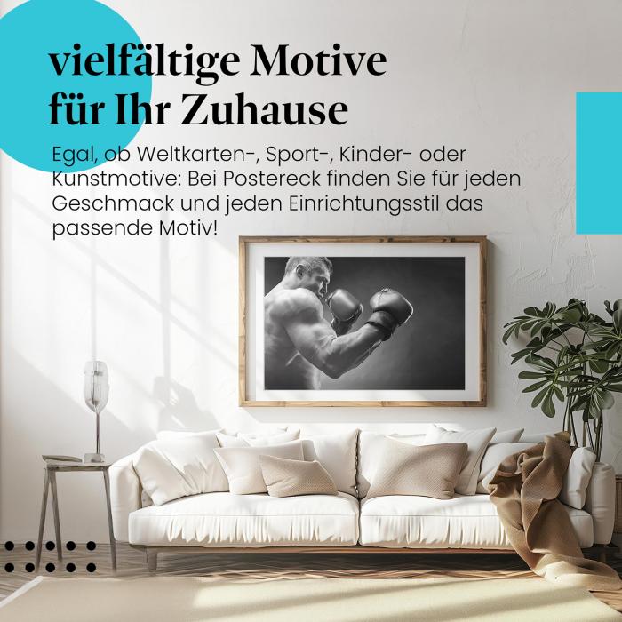 Leinwandbild "Boxer": Schatten an der Wand - Kraft & Dynamik.