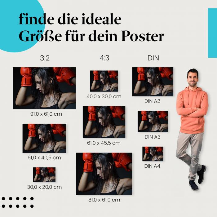 "Boxerin nach dem Training": Poster - Erschöpfung & Willenskraft