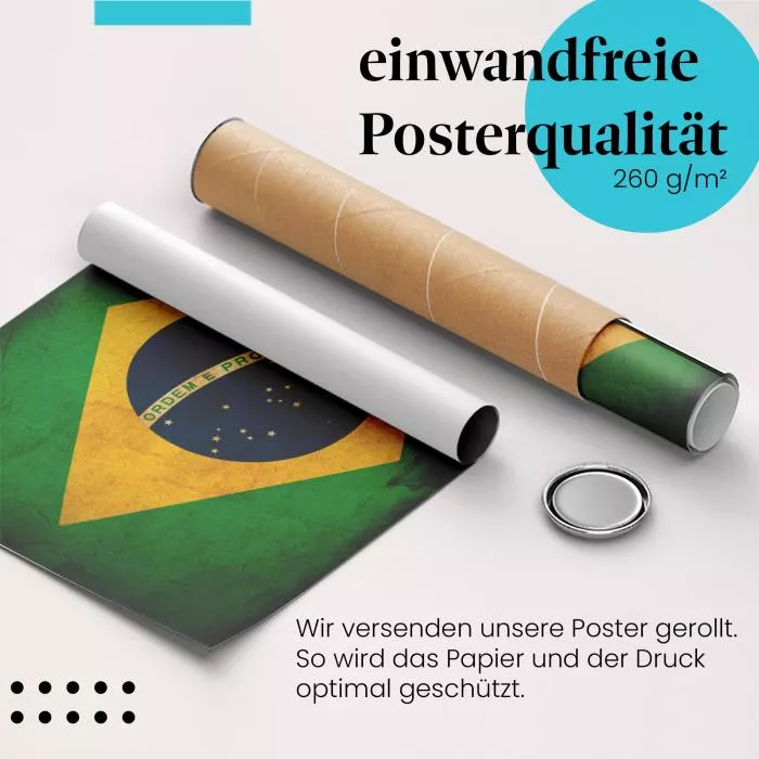  Brasilien: Vintage Flagge & Sternenhimmel | Postereck 0296