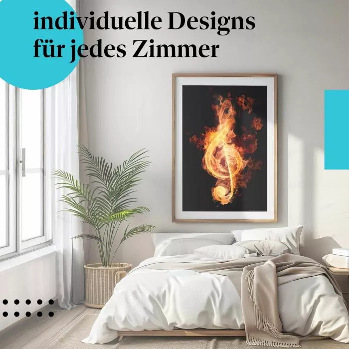Musik in Flammen: Brennender Violinschlüssel | Postereck 0055