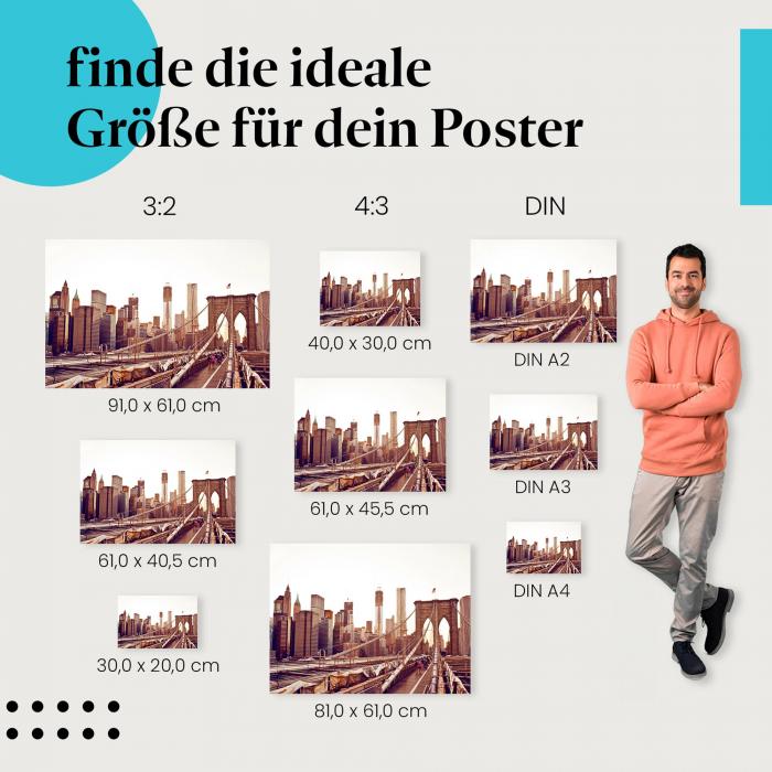 Skyline Brooklyn Bridge Poster: New York City bei Nacht - jetzt bestellen!