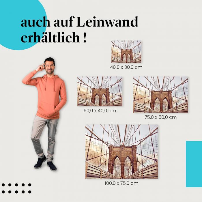 "Brooklyn Bridge bei Sonnenuntergang" Leinwandbild. Finde die ideale Größe für dein Zuhause & setze Akzente mit Kunst!