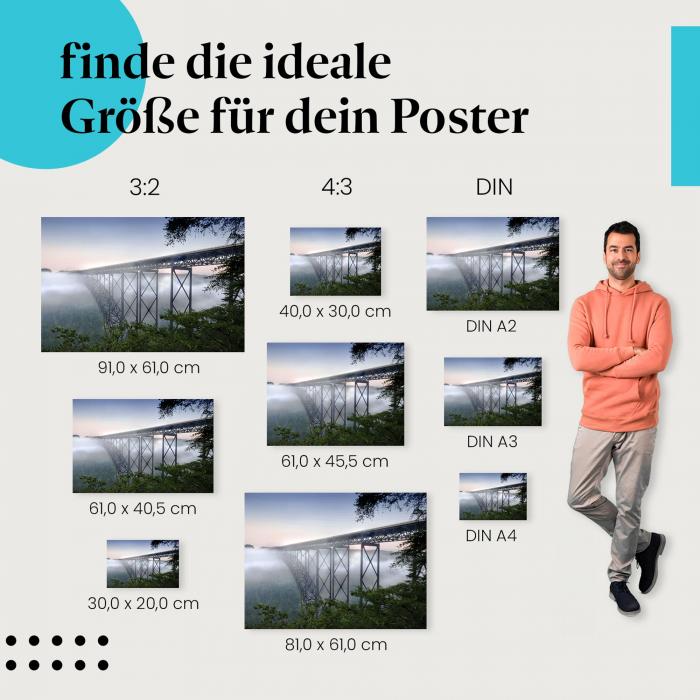 Brücke im Nebel Poster: Mystische Stimmung - jetzt Größe wählen!