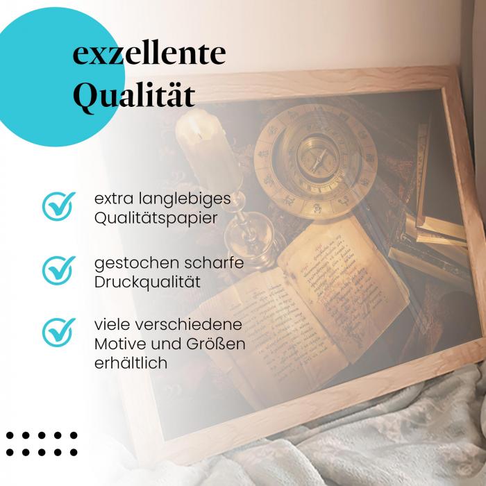 Preview: Geheimnisvolles Stillleben: Bücher & Kompass | Postereck 0100