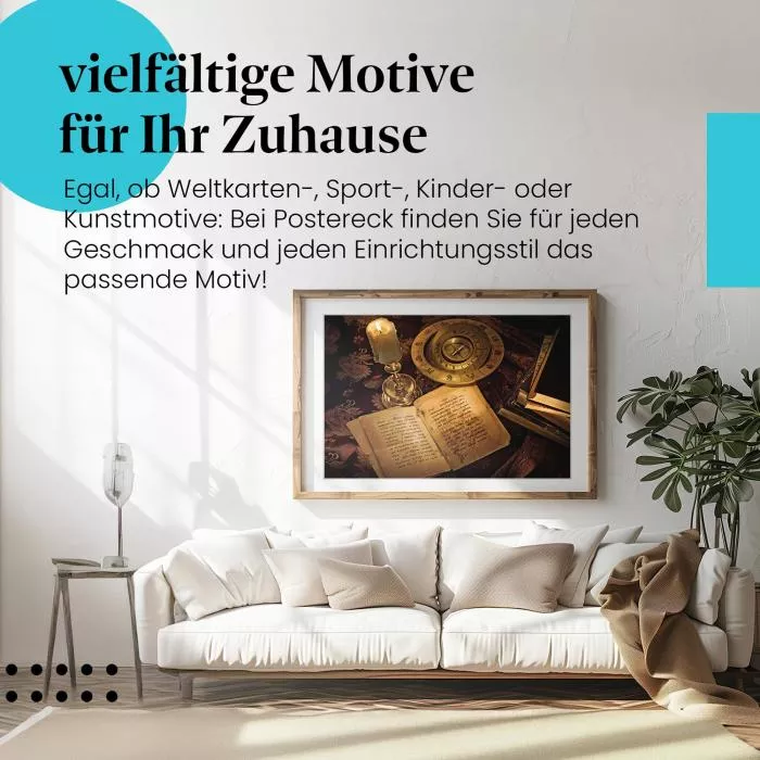 Geheimnisvolles Stillleben: Bücher & Kompass | Postereck 0100