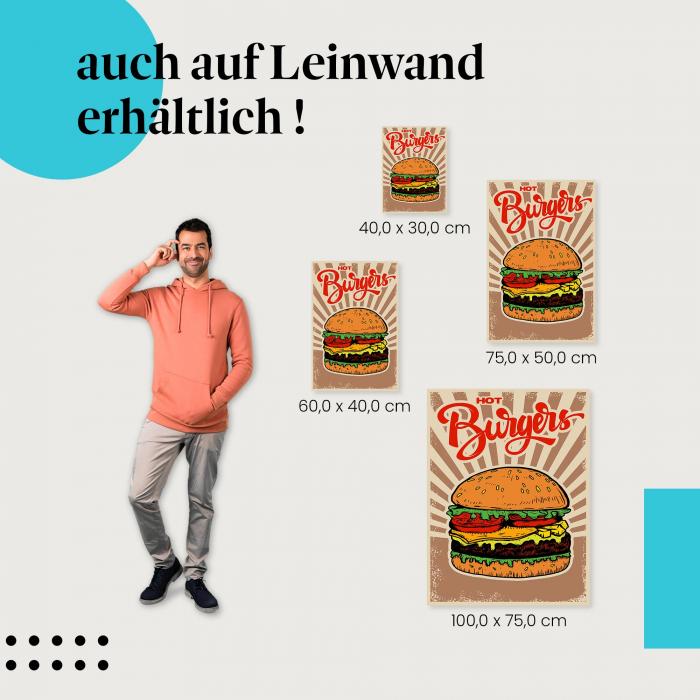 Leinwandbild "Saftige Burger": Appetitlicher Burgergenuss für deine Wand