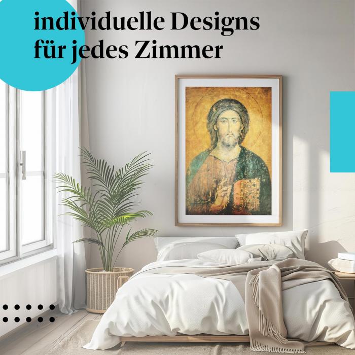 Schlafzimmer Deko: Religion mit "Christus Pantokrator" Poster