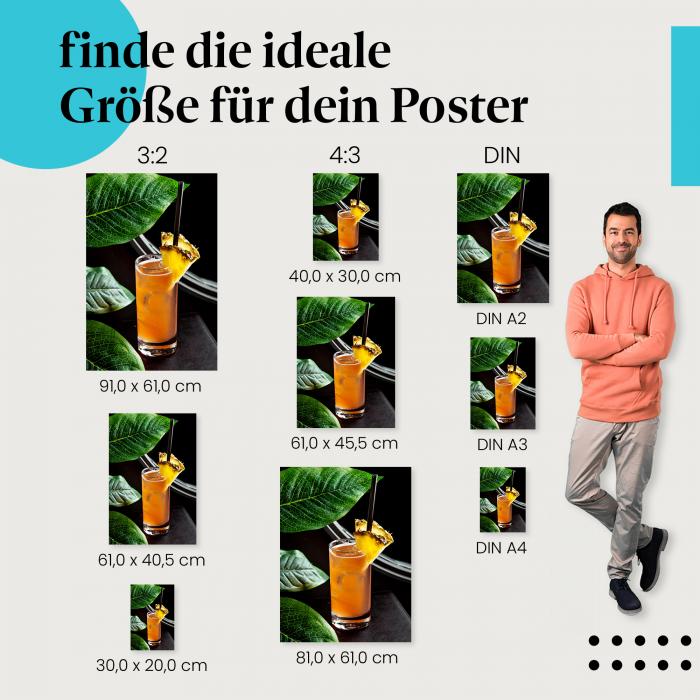 Cocktail, Poster: Ananas, Strohhalm, tropisch.