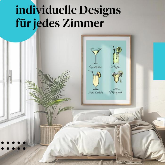 Poster "Cocktail Klassiker": Sommerlaune für dein Schlafzimmer!