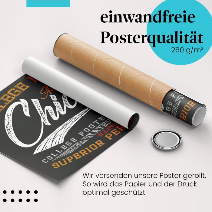 Gerolltes Poster "Superior Performance". Football-Nostalgie, sicher verpackt.