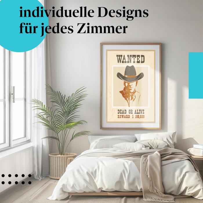 Western-Poster "Gesucht: Cowboy": Gesucht-Plakat im Westernstil