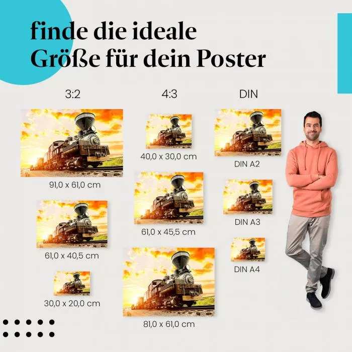 Dampflok im Abendrot | Postereck 3302