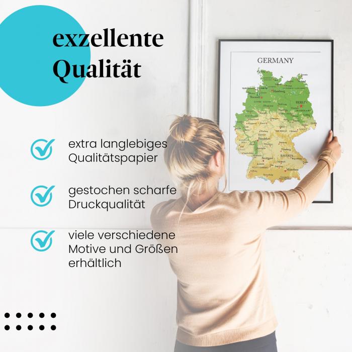 Preview: Deutschlandkarte: Städte & Bundesländer | Postereck 1189
