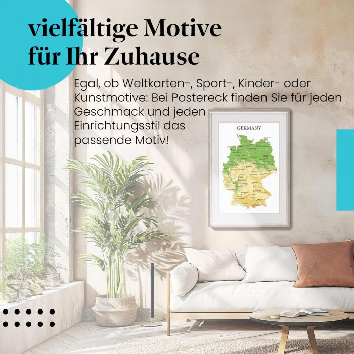 Preview: Deutschlandkarte: Städte & Bundesländer | Postereck 1189