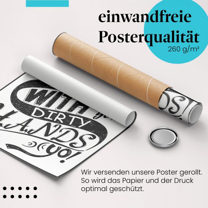 "Fass meine Seele...": Gerolltes Poster, Spruch.