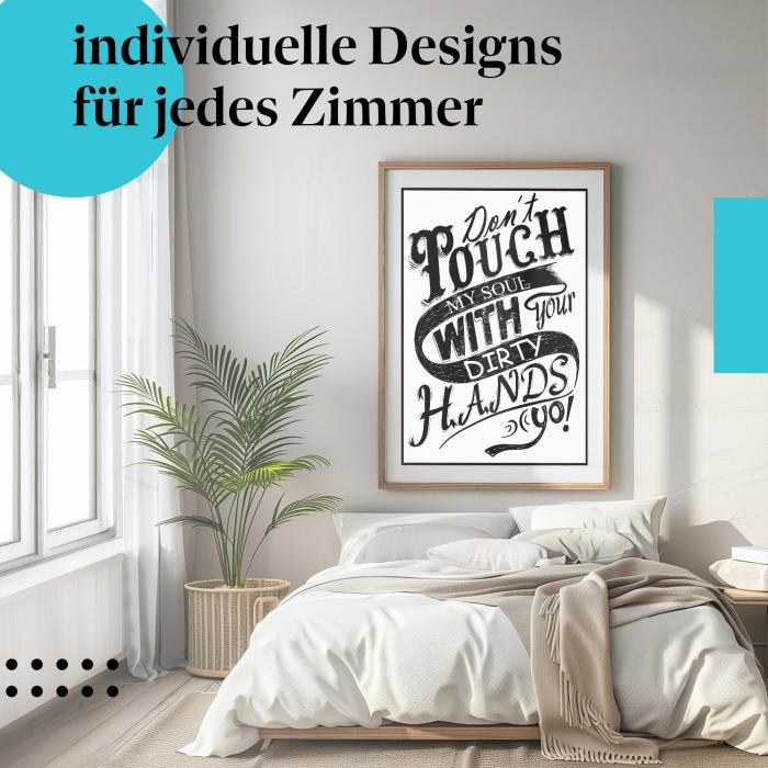 Typografie Poster: "Fass meine Seele nicht an!" - Spruch & Vintage-Stil