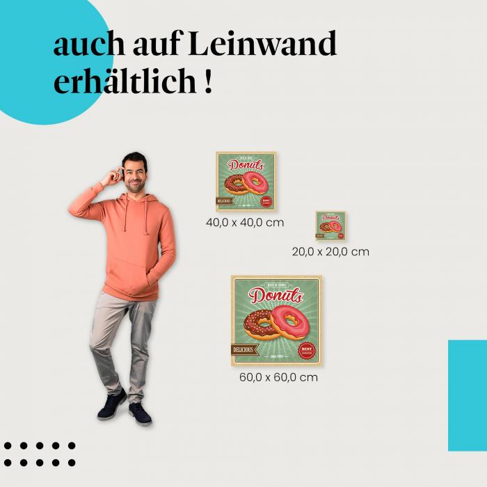 Retro Plakat "Donuts - Best in Town..." als Leinwandbild - für alle Donut-Liebhaber.