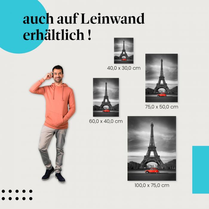 "Oldtimer am Eiffelturm" Leinwand. Ideale Größe für dein Zuhause - setze stilvolle Akzente!