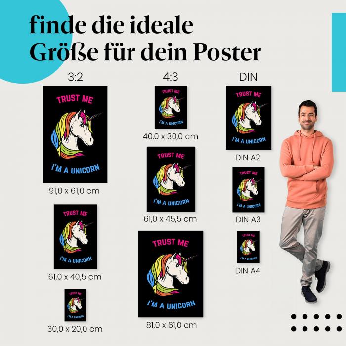 "Vertrau mir, ich bin ein Einhorn" Poster: Lustiger Spruch - jetzt bestellen!